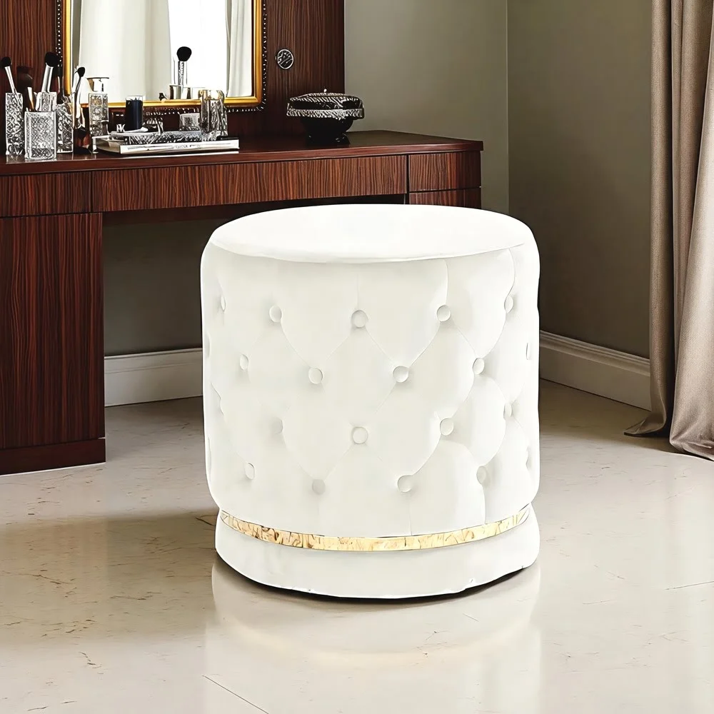 Luxe Velvet Tufted Ottoman