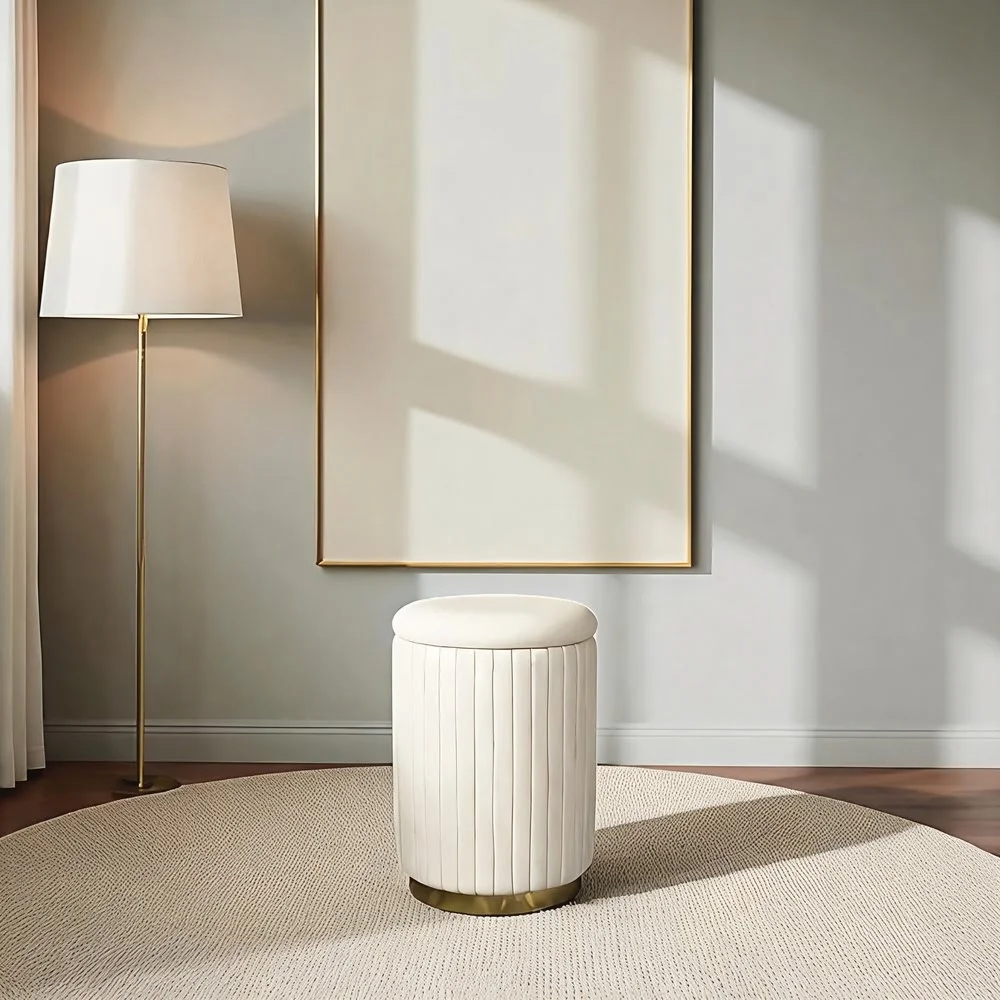 Luxury Cream Ottoman