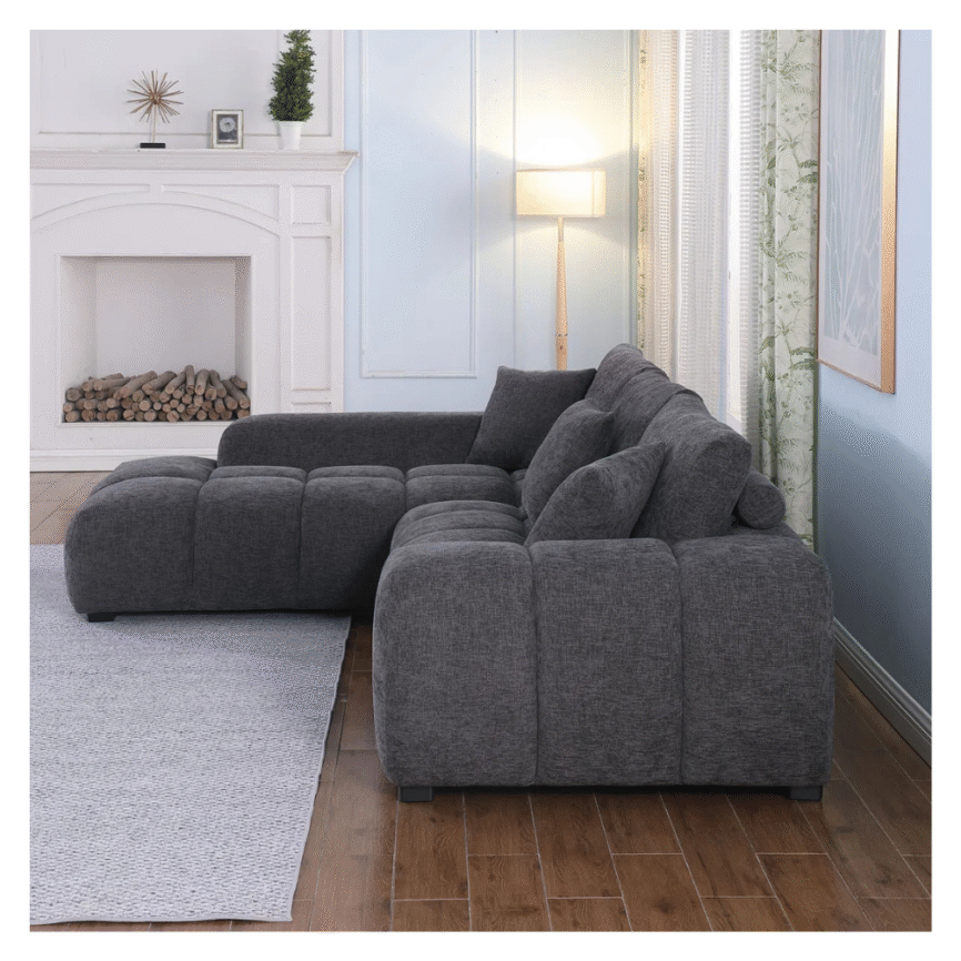 Luxury Oversized L-Shaped Chenille Chaise Lounge Sectional Sofa