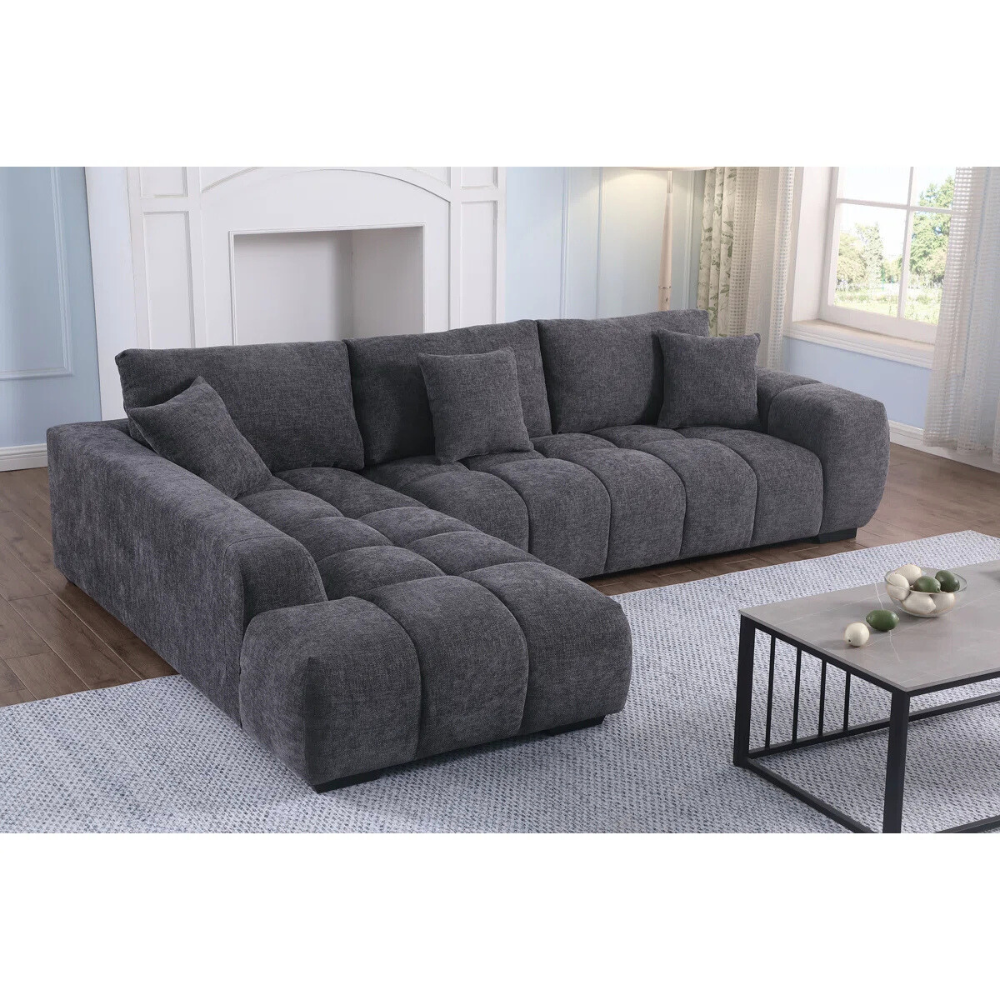 Luxury Oversized L-Shaped Chenille Chaise Lounge Sectional Sofa