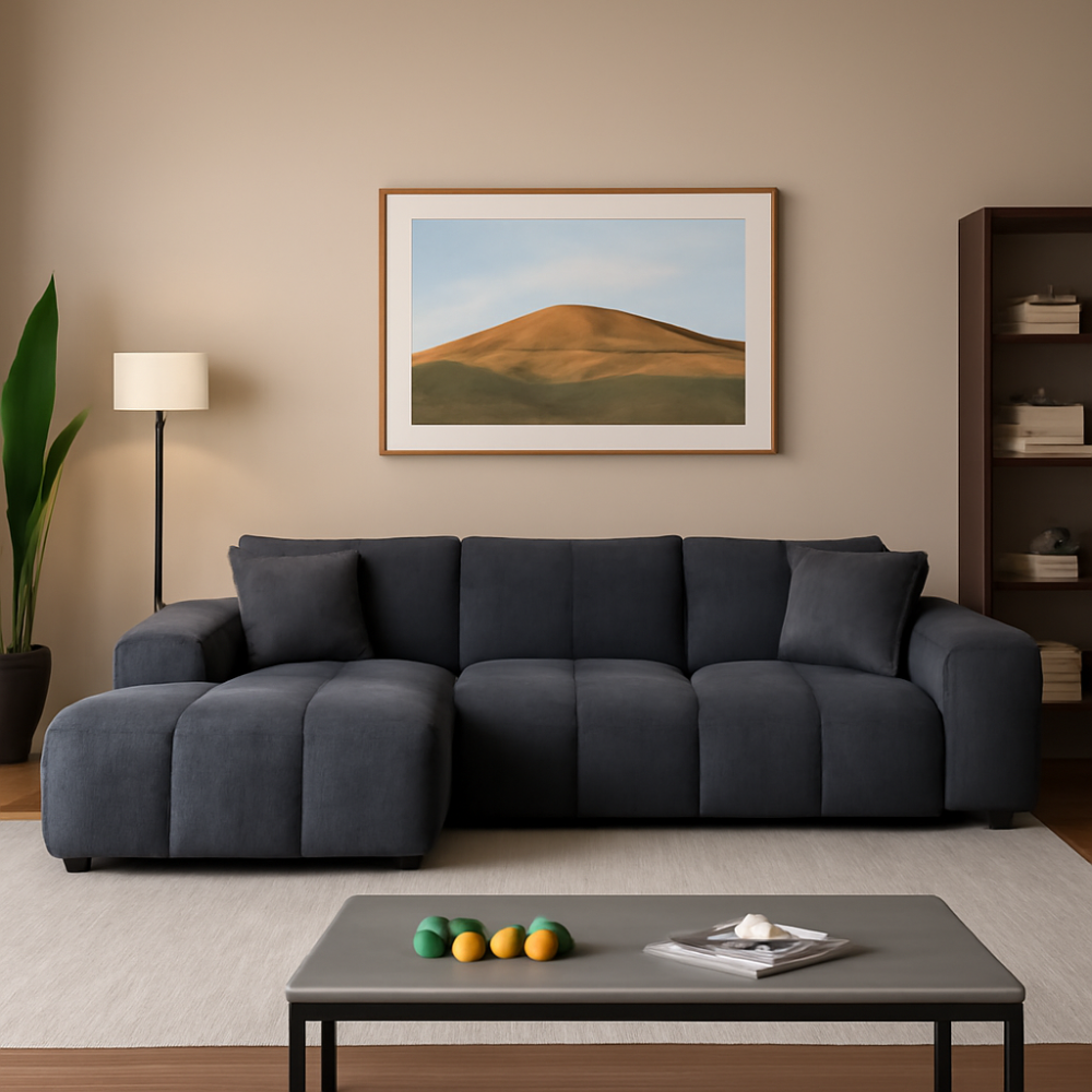 Luxury Oversized L-Shaped Chenille Chaise Lounge Sectional Sofa
