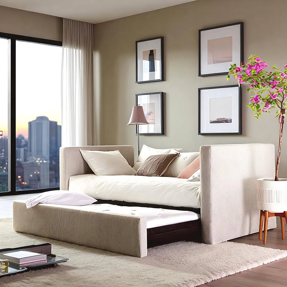 Modern Daybed with Hidden Pull-Out Mattress