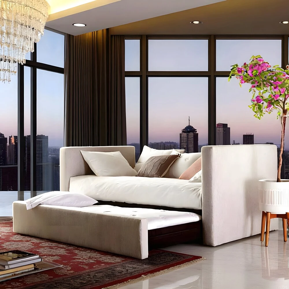 Modern Daybed with Hidden Pull-Out Mattress