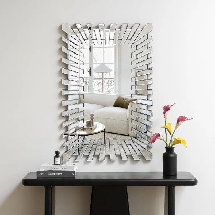 Modern Silver Angled Mirror