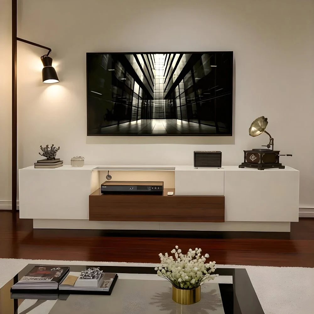 Modern TV Console with LED Light and Storage