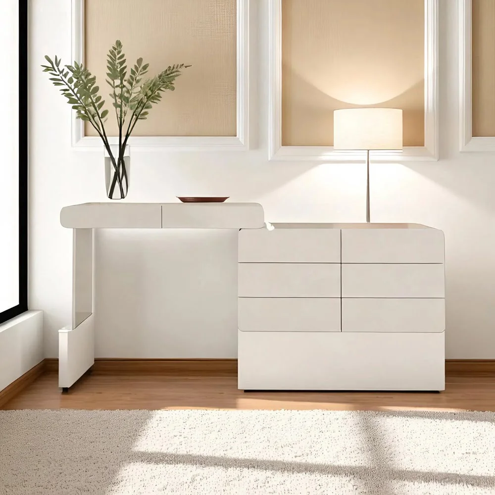 Nova Handleless Dresser – 6-Drawer Cream Finish