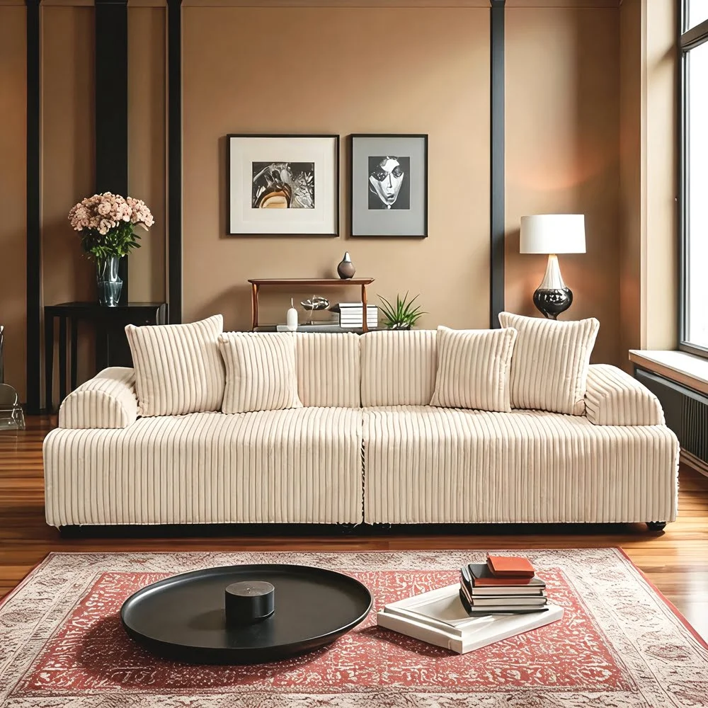 Oatmeal Linen Low-Profile Sofa