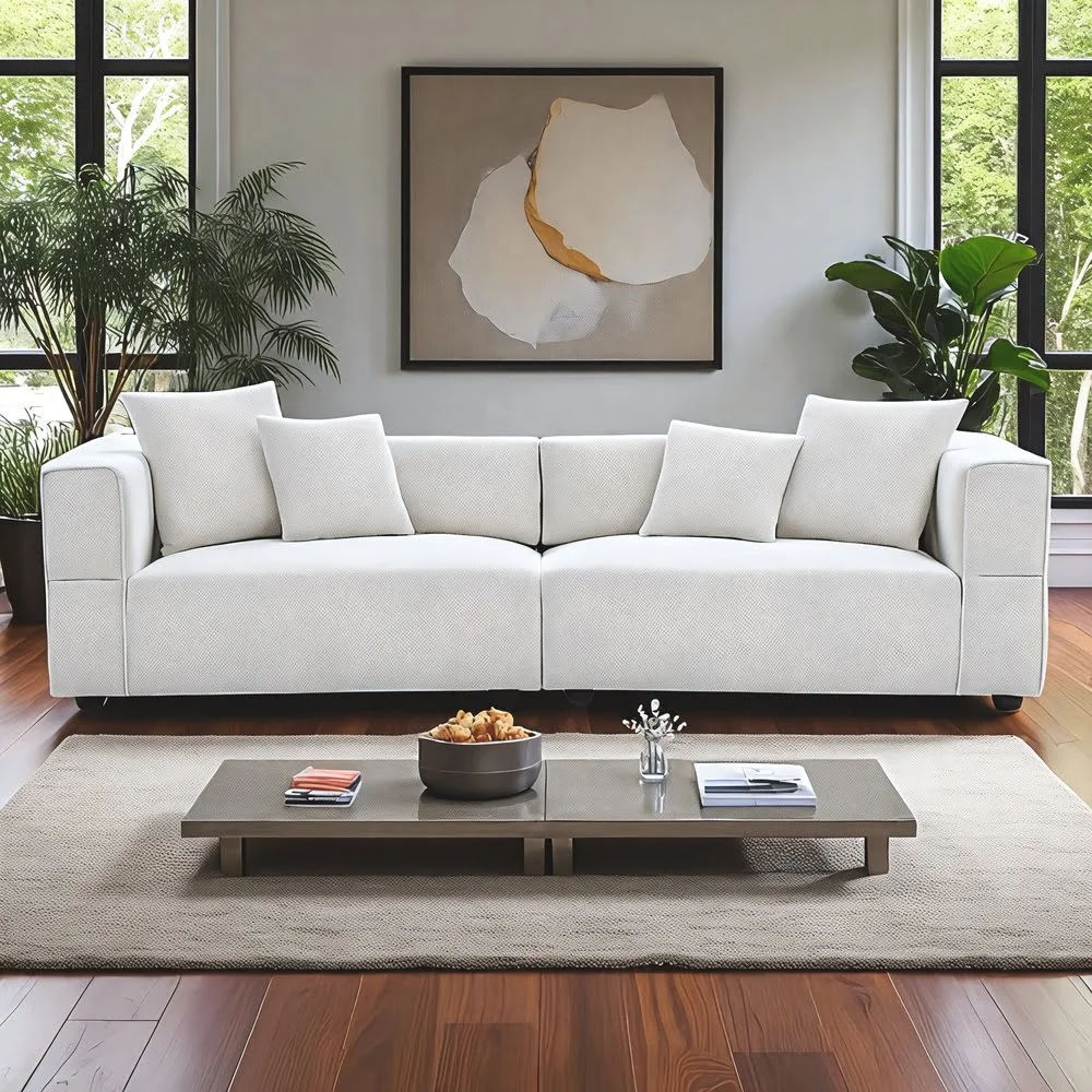 Taupe Woven Sectional Sofa