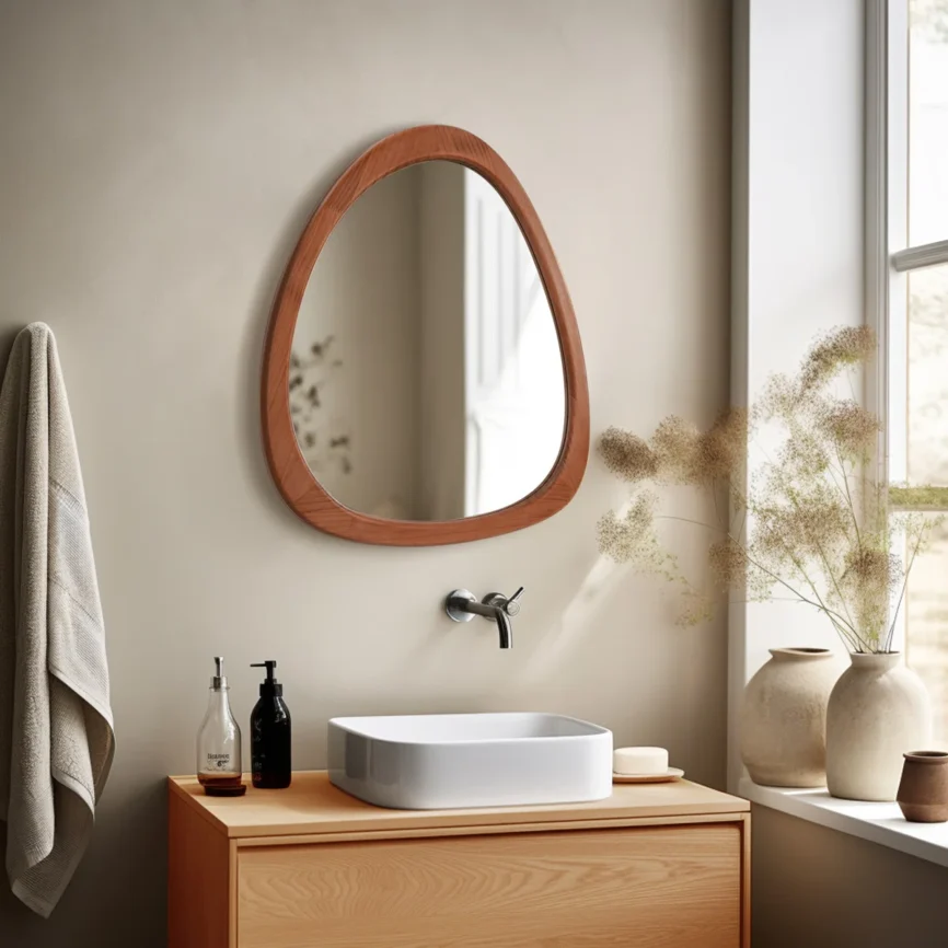 Teardrop Wooden Wall Mirror
