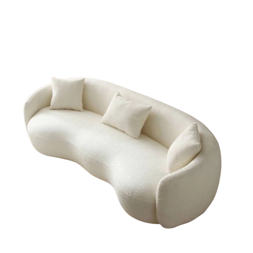 Cream Wavy Bouclé Sofa