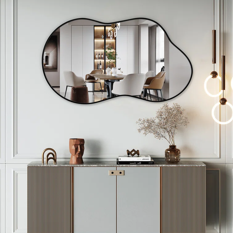Wavy Black Full-Length Mirror