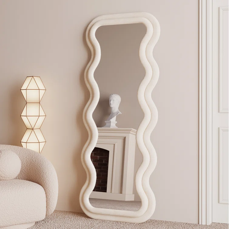 Wavy White Full-Length Mirror