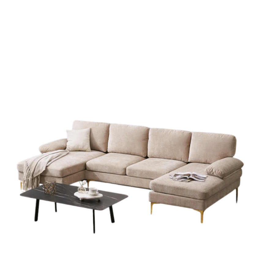 Beige Gold Sectional Sofa