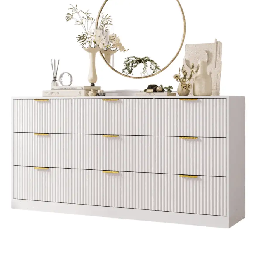 Modern White Ribbed Dresser