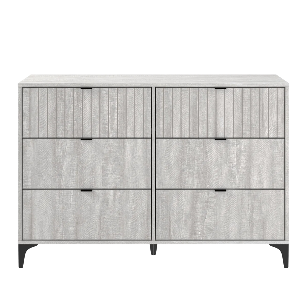 Modern Gray Ribbed Dresser - Image 2