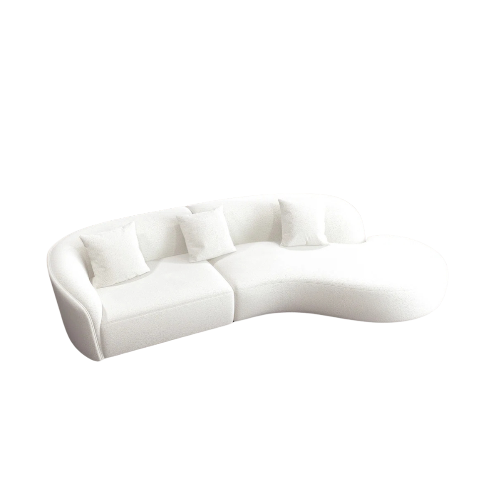 White Curve Sectional Sofa - Image 3
