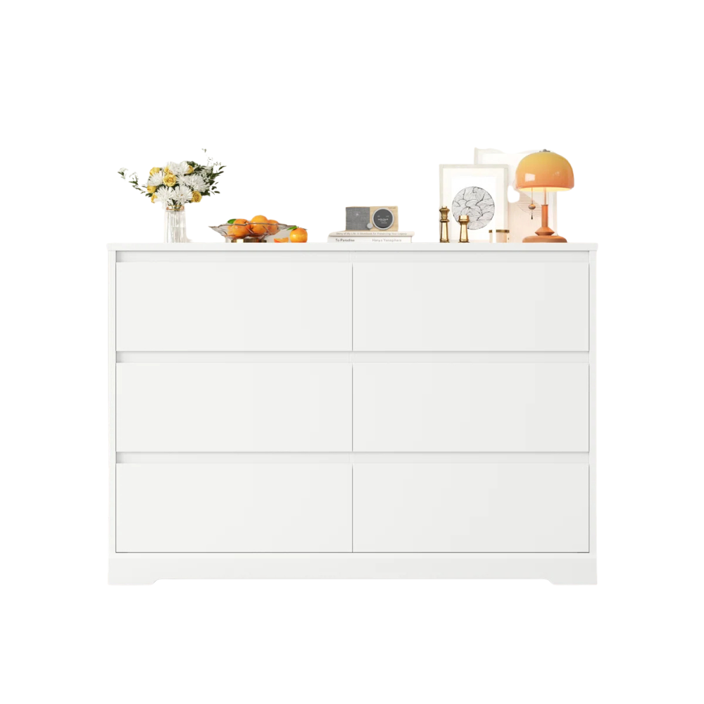 Modern White Six-Drawer Dresser - Image 3