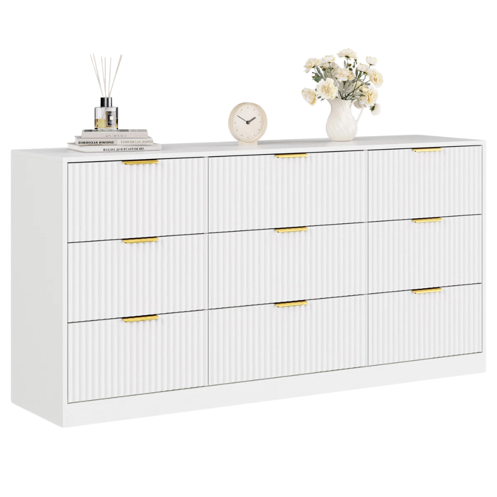Modern White Ribbed Dresser - Image 3