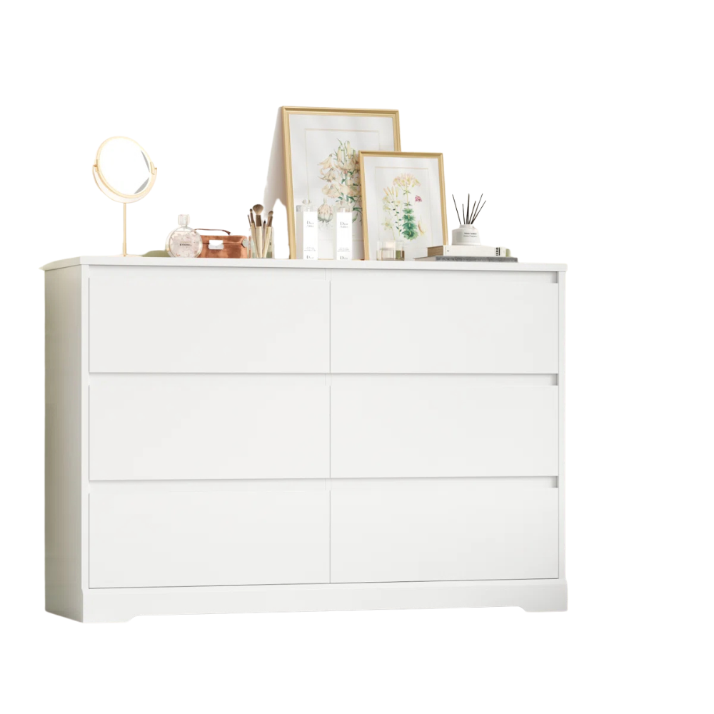 Modern White Six-Drawer Dresser - Image 4