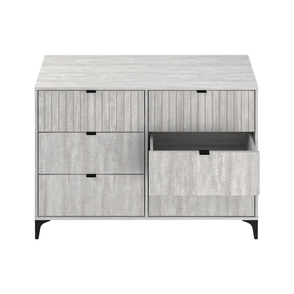 Modern Gray Ribbed Dresser - Image 5