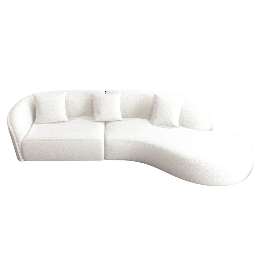 White Curve Sectional Sofa - Image 6