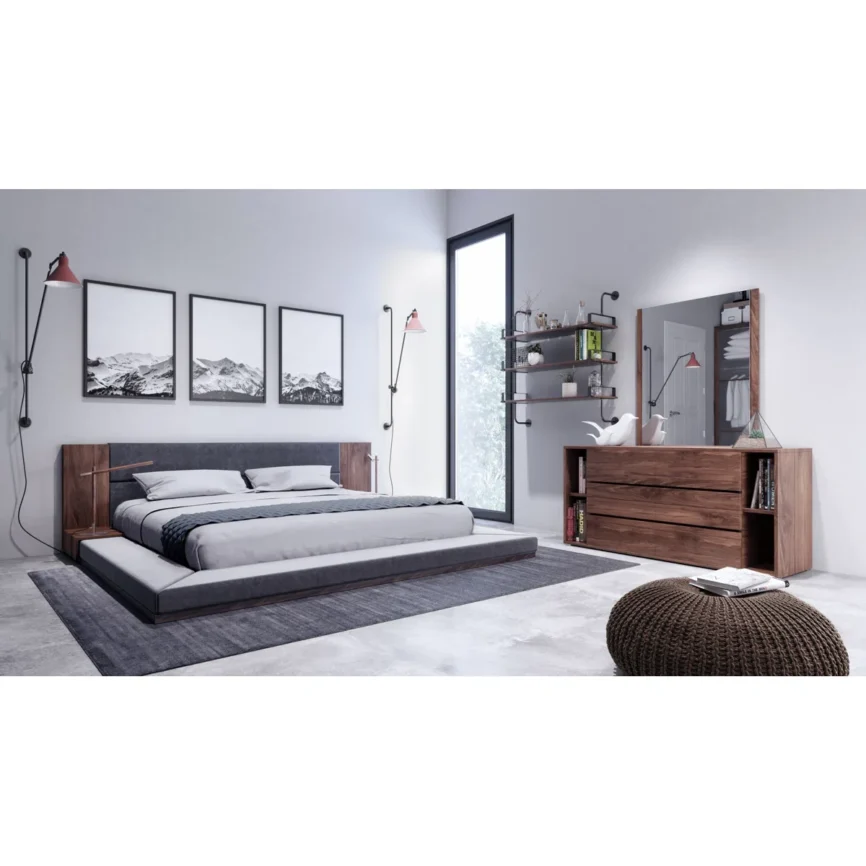 Walnut Modern Bedroom Set