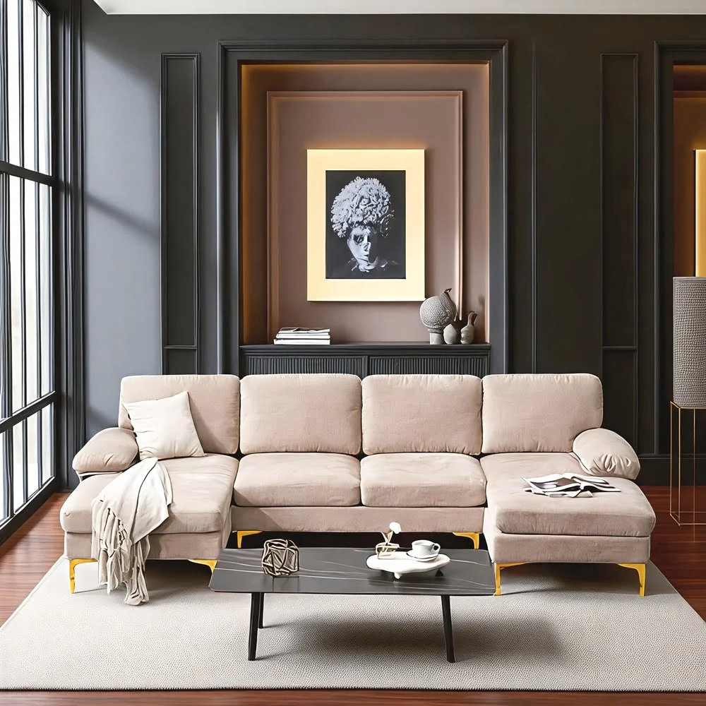 Beige Gold Sectional Sofa