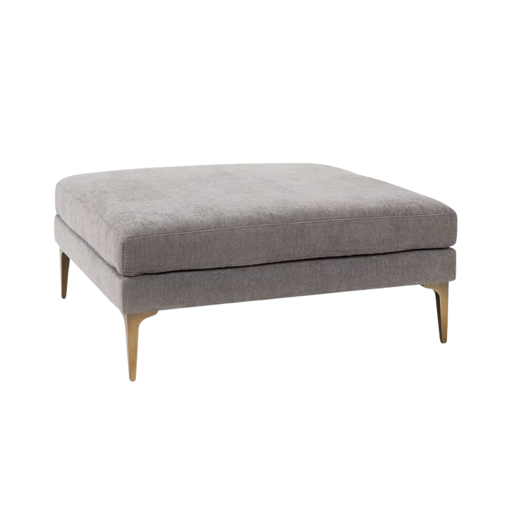 Gray Brass Elegance Ottoman - Image 2