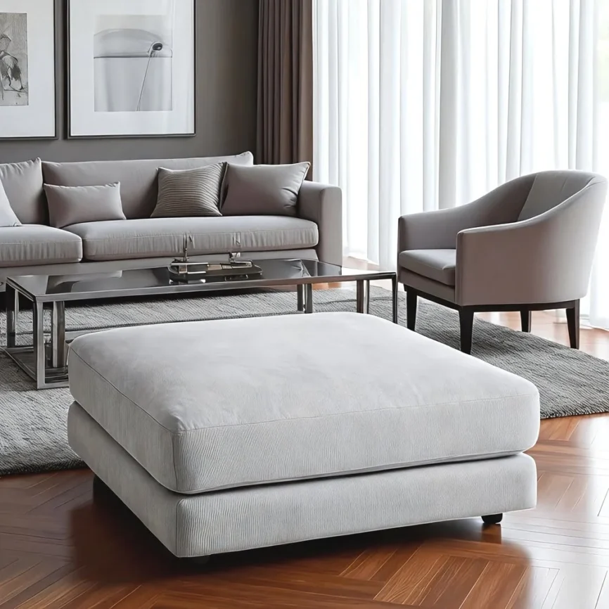 Gray Minimalist Ottoman