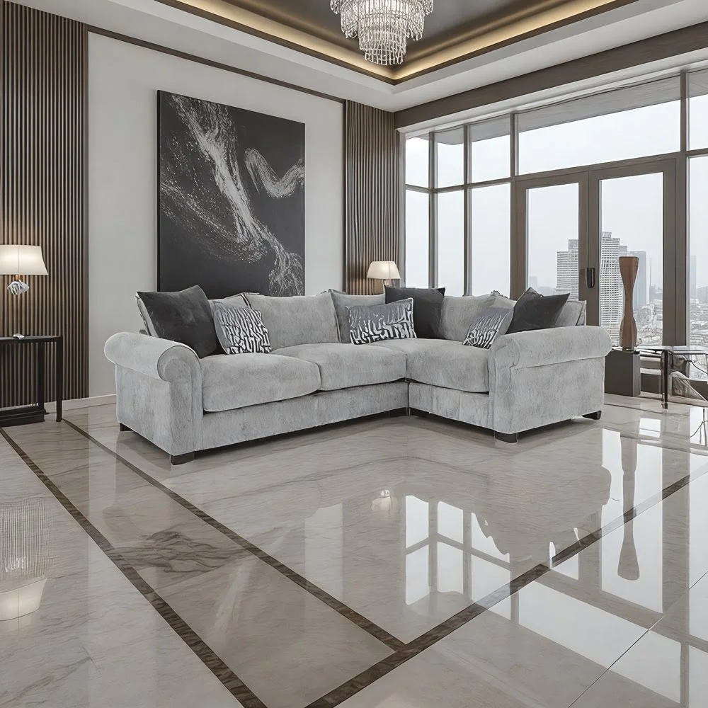 Ivory Tufted Sectional Sofa