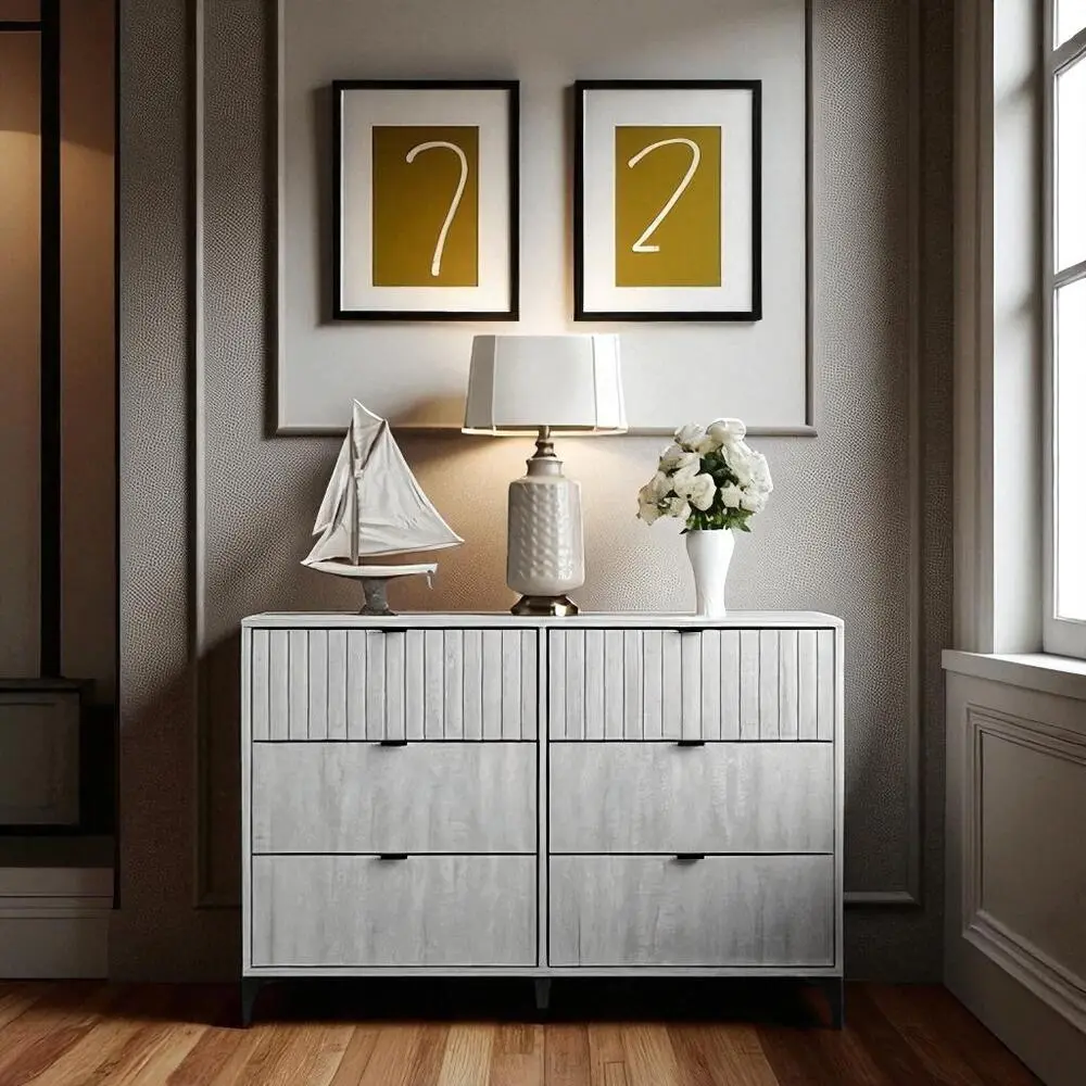 Modern Gray Ribbed Dresser