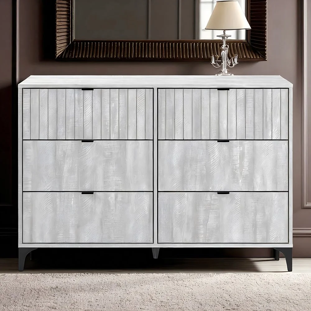 Modern Gray Ribbed Dresser