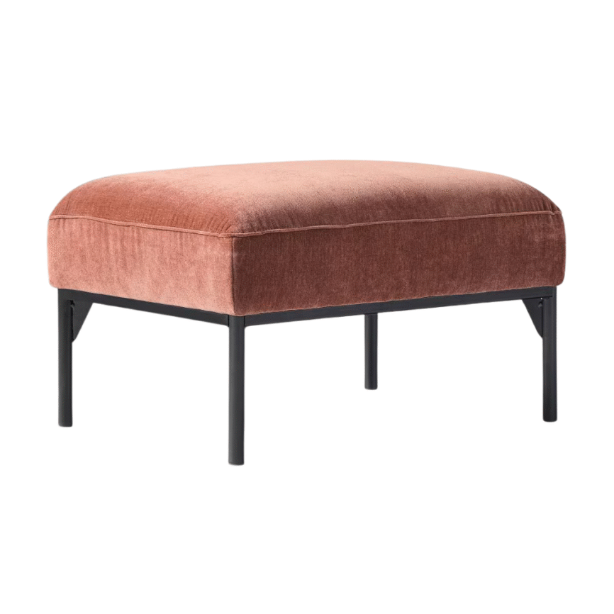 Peach Velvet Modern Ottoman