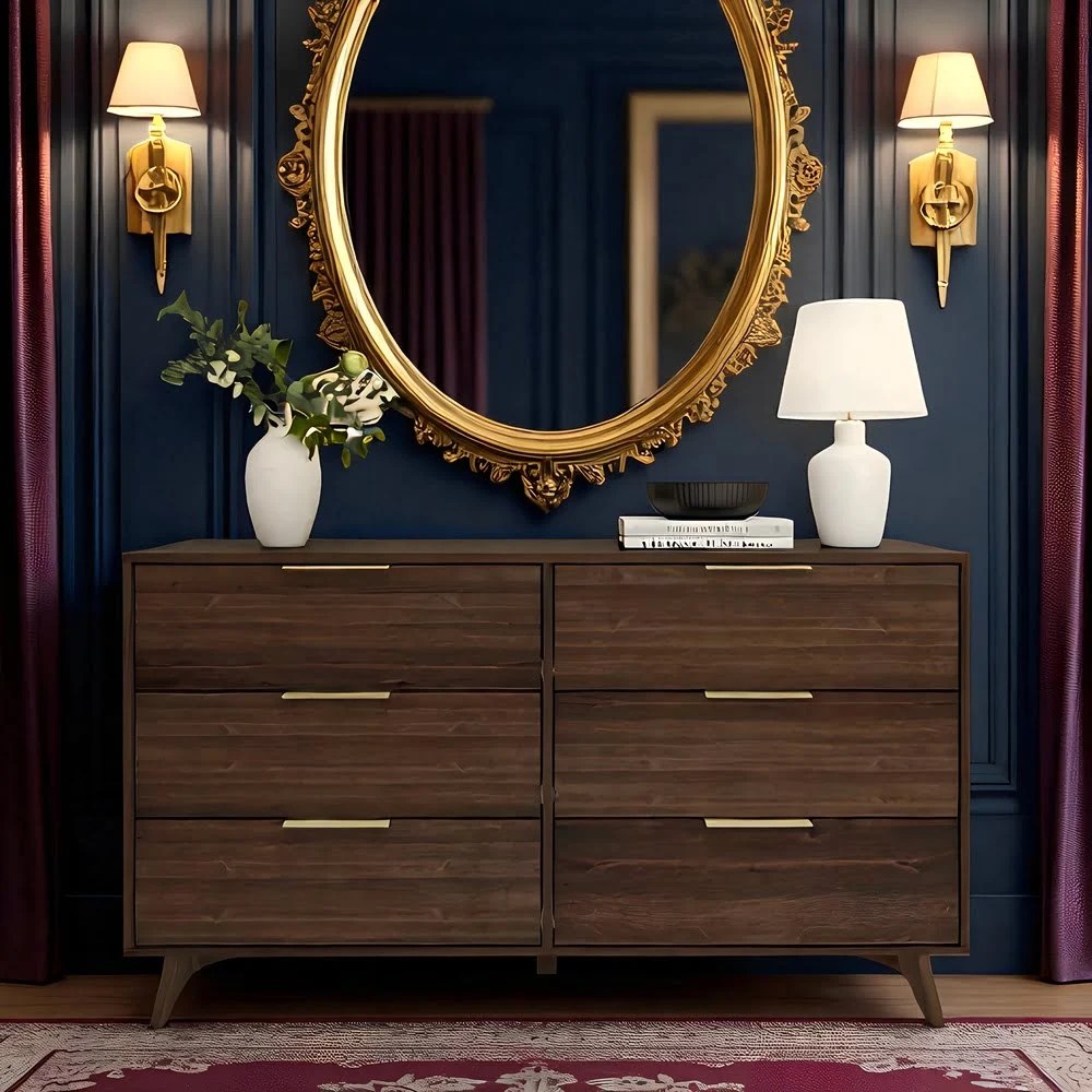 Walnut Elegance 6-Drawer Dresser