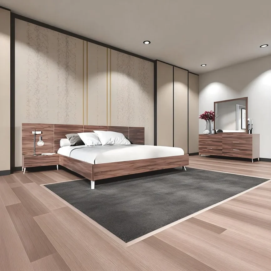 Walnut Modern Bedroom Set