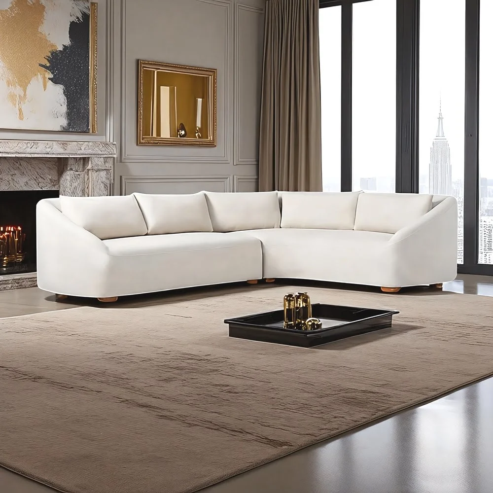 Beige Curve Sectional Sofa