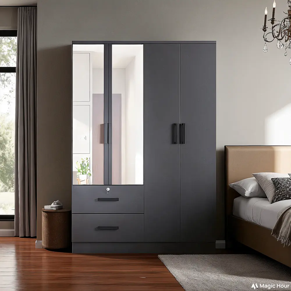 GreyMirror 3-Door Wardrobe