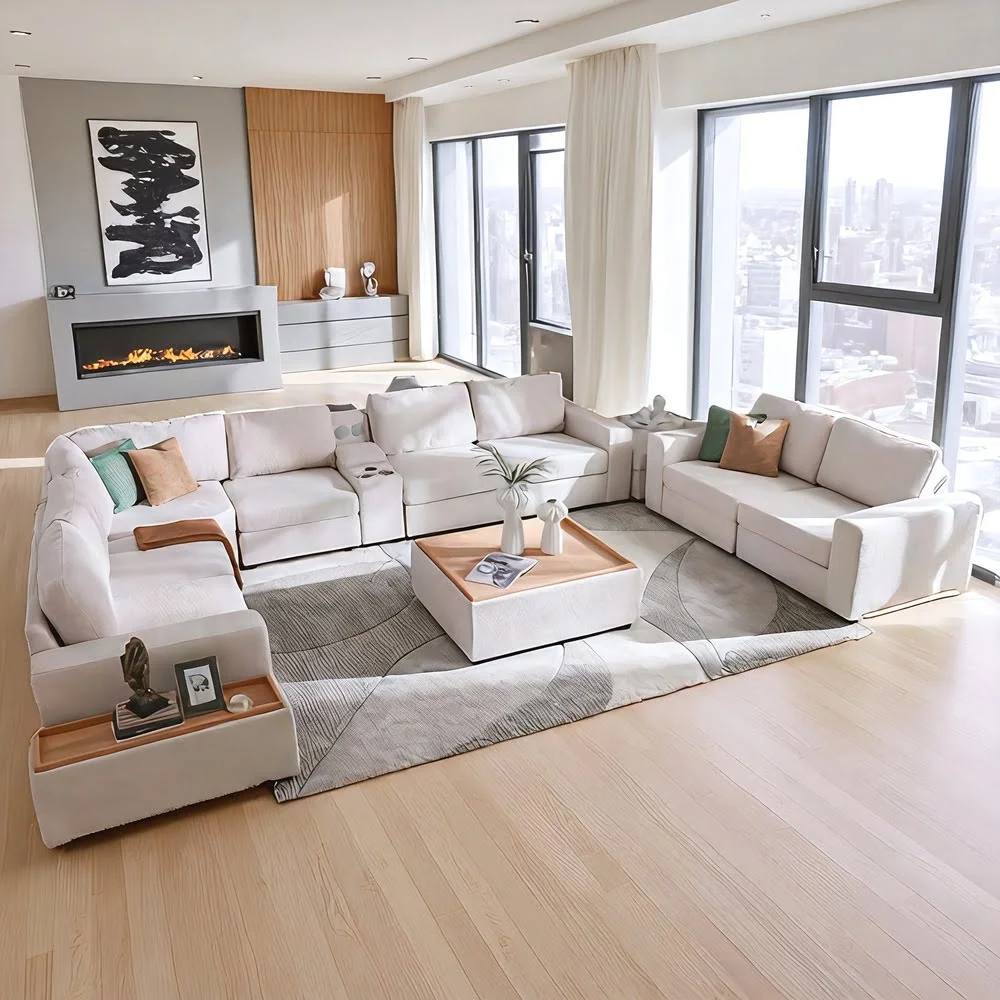 Serene Ivory U-Shaped Sectional Sofa