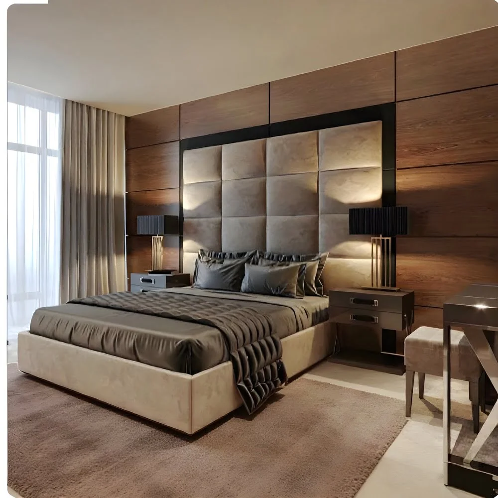 Taupe Tufted Upholstered Bed