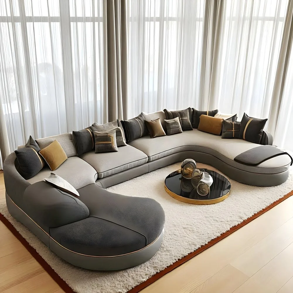 Elegant Curve L-Shape Sectional Sofa