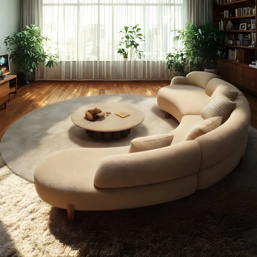 Elysian Curve Beige Sectional Sofa