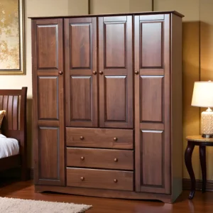 Everest 6-Door Wooden Wardrobe with 3 Drawers – Walnut Finish