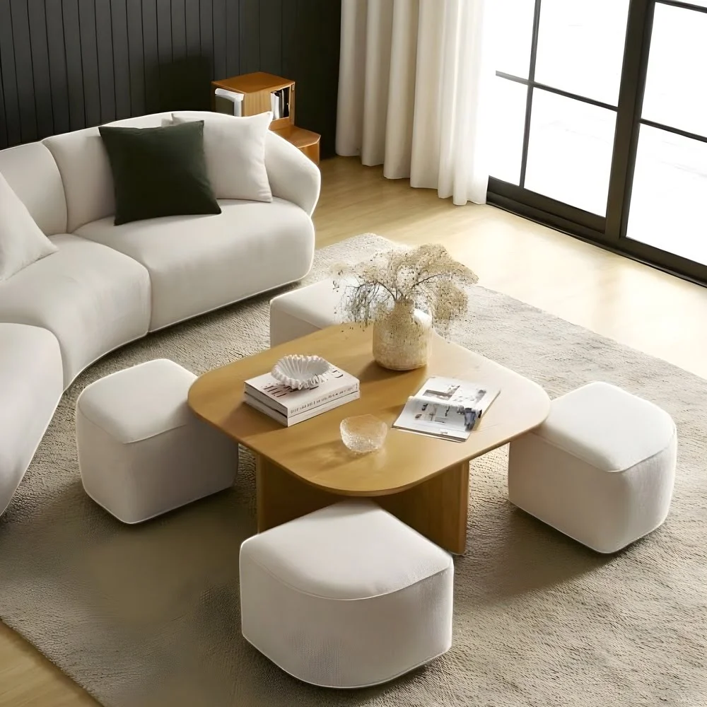 Lumina Cube Pouf Quartet with Table