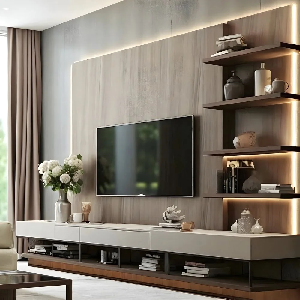 Lumina Edge Slat Wall-Mounted TV Unit
