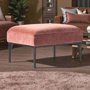 Peach Velvet Modern Ottoman