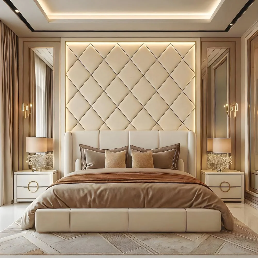 Pearl Diamond Tufted Upholstered Bed