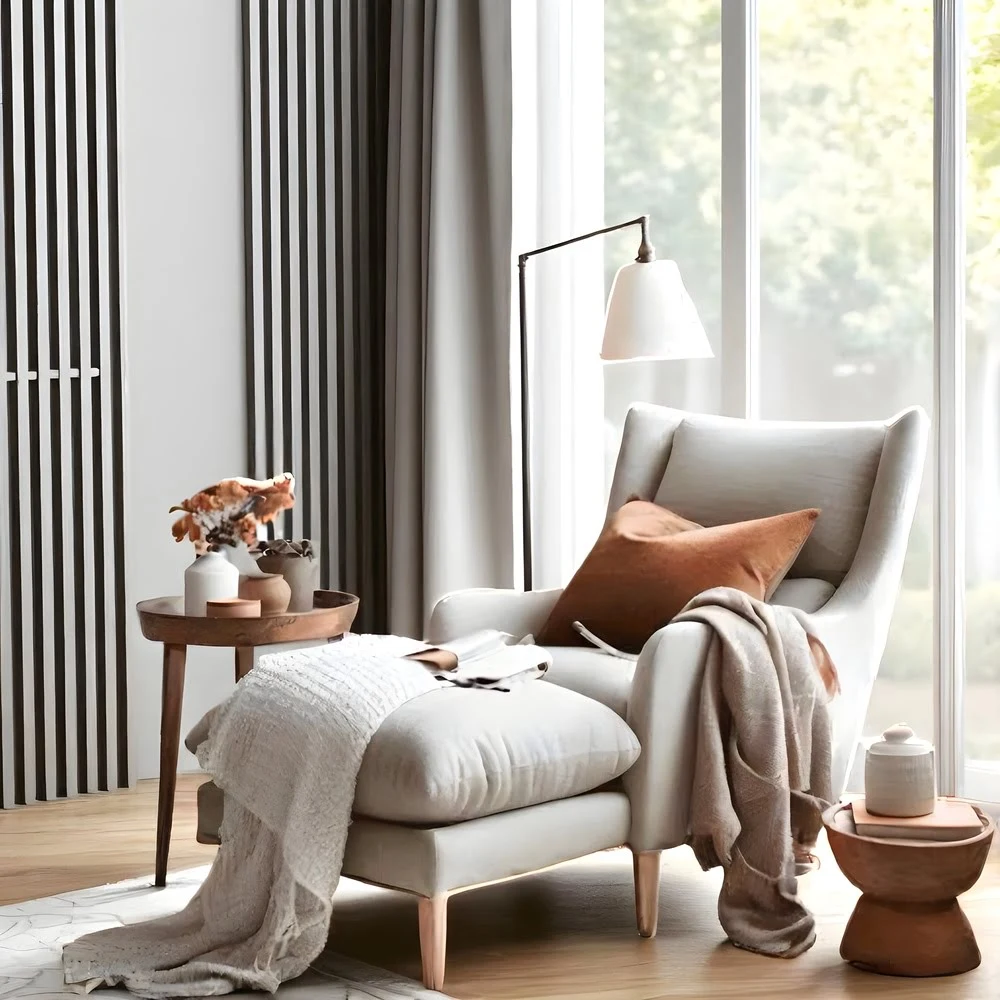 Serene Wingback Armchair with Ottoman
