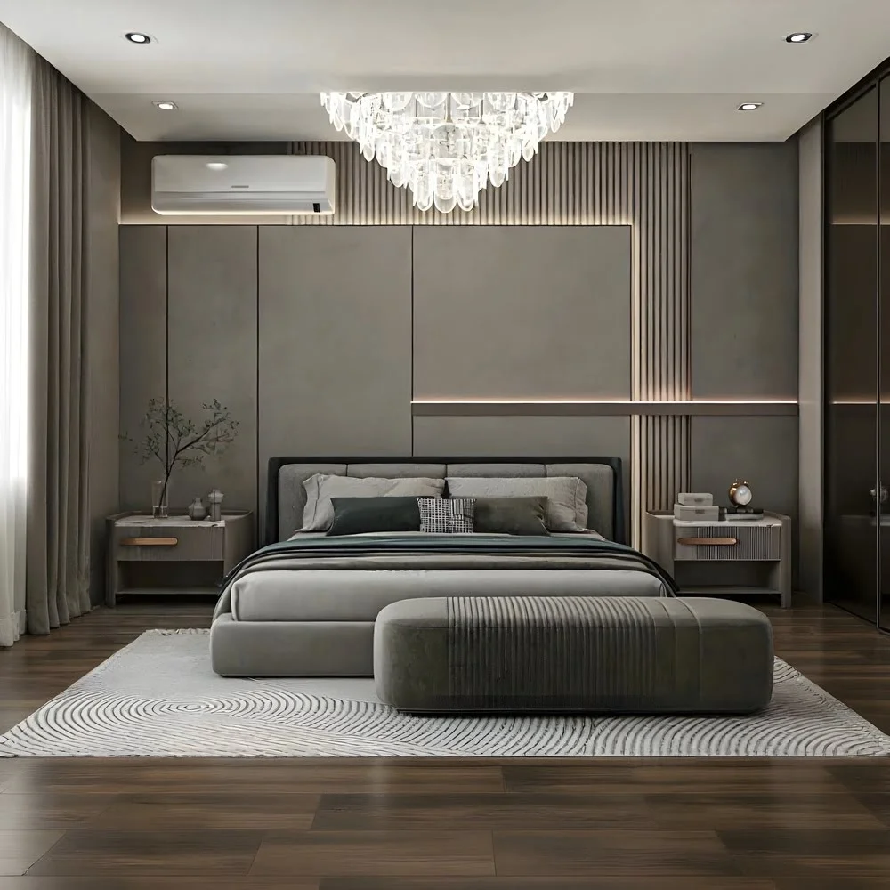 Slate Whisper Upholstered Platform Bed