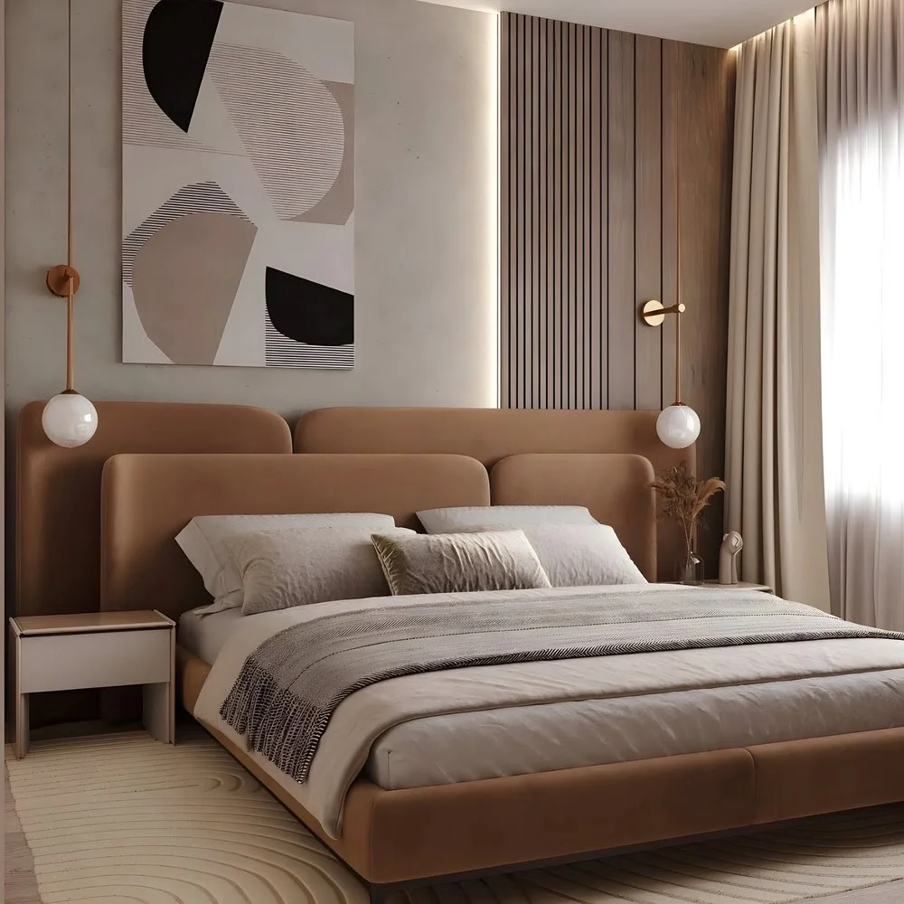 Terracotta Whisper Upholstered Bed