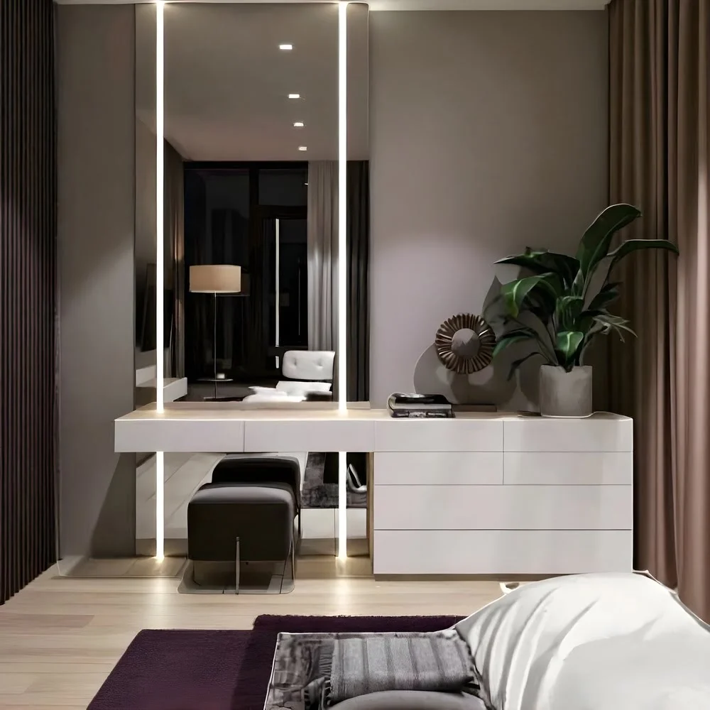 Lumina Contemporary Vanity Set with LED Mirror